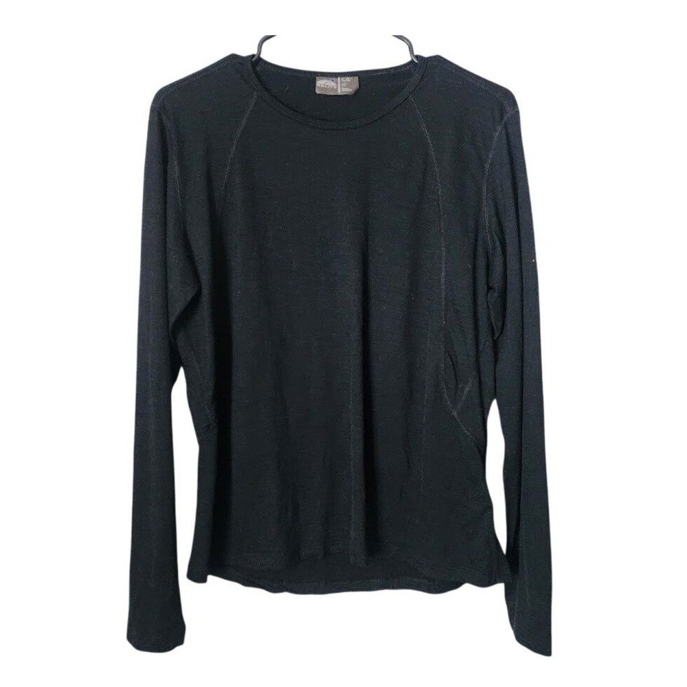 GO LITE 100% merino wool base layer top in black gorpcore campcore L